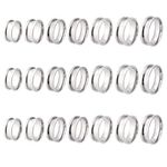 UNICRAFTALE 21pcs 7 Size Blank Core Ring Stainless Steel Finger Ring Grooved Inlay Ring Round Empty Ring Blanks for Jewelry Making Size 6~12