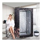 ZONEMEL Full Size Portable Steam Sauna, Personal Home Spa, 1500 Watt 4 Liter Steamer with Remote Control, Timer, Foldable Chair, Clear Door (L 33.8" x W 33.8" x H 65.7",Crane)