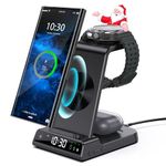 3 in 1 Wireless Charging Station for Galaxy S24 Ultra, Charger Stand Compatible with Samsung S23/S22/Z Fold 4, Watch Charger for Galaxy Watch 7/6/5/4, Buds/Air-Pod (Only for Samsung Watch)