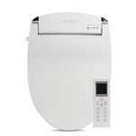 ALPHA BIDET JX2 Elongated Bidet Toilet Seat, White, Endless Warm Water, *New* Bowl Mist, LED Light, Quiet Operation, Wireless Remote, Stainless Steel Nozzle, Sittable Lid, 3 Year Warranty