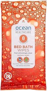 Ocean Healthcare Bed Bath Wipes | Cleans without water | Complete bathing system | Microwavable | pH balanced | Alcohol free | Aloe Vera & Chamomile | Soft & thick | Adult wipes | 8pk