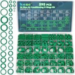 KEZE 595 Pcs Air Conditioning O Ring Kit,36 Size Seal Rubber O-Rings Assortment Set for Compressor Automotive A/C Plumbing Repair ID:3-22mm (Green)