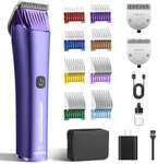 Professional Dog Grooming Clipper with Replacement Blade, 5-in-1 Adjustable Blade Cordless Pet Grooming Kit 2 Speed Rechargeable Trimmer Hair Shaver with Detachable Metal Guide Combs for Animal Horse