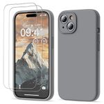 GOODVISH 3 in 1 Designed for iPhone 15 Case Premium Silicone 6.1" (2023)| Upgraded Camera Protection, 2 Pack Screen Protector, Shockproof Anti-Scratch Gel Rubber Slim Phone Case Cover, Space Grey