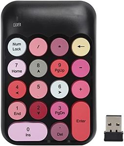 Mechanical Numeric Keyboard, 2.4G Wireless 18 Key Numeral Keypad, Mixed Colour Cute Retro Numpad Keyboard for PC, Laptop, Notebook etc. (Black and Pink)