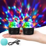 URAQT Disco Lights for Parties, Sound Activated Mini Disco Ball Light, DJ Strobe Ball with Mirror and Glitter Effect, Stage Effect Lights for Party Kids Birthday Club Family Gathering Christmas(2pcs)