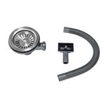 ENKI, SA009, Kitchen Sink Strainer Basket Waste Overflow Pipe Single 1.0 One Bowl Kitchen Sinks, Brushed Steel