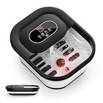 COMFIER Foot Spa Massager with Heat, Foot Bath with Heater, Bubbles, Vibration, Temperature Control, Pedicure Pumice Stone, Smart Timer, Black, Gifts for Women Men