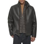 Dockers Men's The Dylan Faux Leather Racer Jacket, Dark Brown With Bib, Small