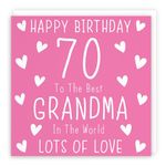 Hunts England - Grandma 70th Birthday Card - Happy Birthday - 70 - To The Best Grandma In The World - Lots Of Love - Iconic Collection - Fun Card