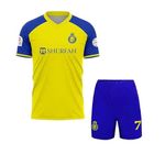 RJM Football Home Original Jersey Tshirt 2024 with Printed Shorts for Kid's,Boy's & Men(9-10Years) Multicolour