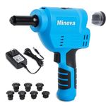 Minova Battery Rivet Tool Kit Cordless Rivet Gun KD-02D Compatible with 3/32"(2.4 mm) to 3/16"(4.8 mm) Stainless Steel Rivets