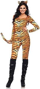 Leg Avenue Women's 2 Piece Wild Tigress Catsuit Costume, Orange/Black, Small/Medium