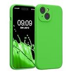 kwmobile Case Compatible with Apple iPhone 15 Case - Slim TPU Silicone Phone Cover - Soft Touch Finish - Lime Green