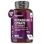 Potassium Supplement High Strength 1460mg with Vitamin C - Electrolytes Tablets - 3 Months Supply - 180 Vegan Potassium Tablets for Muscle Function - Natural Electrolytes Support - Superior Absorption