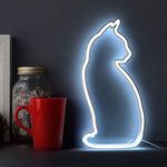 Cat Neon Sign Light by Mustard | Battery & USB Powered Cat LED Neon Light | Neon Wall Light Sign for Living Room Bedroom Decor | Bedside & Table Lamp Lighting | Cat Gifts for Cat Lovers (Upright)