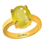 Clara Certified Yellow Sapphire Pukhraj 6.5 Carat or 7.25ratti Panchdhatu Gold Plating Astrological Ring for Men & Women