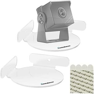 Acrylic Mini Circular Corner Shelf Mount for Security Cameras, Baby Monitors, Speakers, Plants & More, Universal Cam Holder, Easy to Install, Screwless with Damage-Free Replacement Strips (Clear)