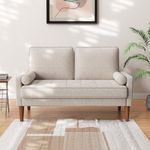 Vesgantti Small 2 Seater Sofa Ashbeige, Comfy Sofa Couch with Spring Cushion, Linen Sofa with Armrests, Modern Love Seat Sofa, Sofa 2 Seater for Living Room, Small Sofa for Bedroom, Beige Office Sofa