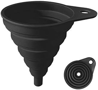 (Black) - Funnels for Kitchen Use, Food Grade Silicone Collapsible Kitchen Funnel (Black)