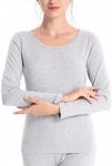 LIQQY Women's Ultra Thin Scoop&Crew Neck Undershirt Long-Sleeve Thermal Underwear Shirt Top (X-Large, Grey Heather)