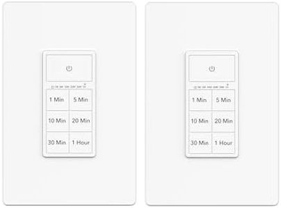 BN-LINK Countdown Timer Switch for Exhaust Fan, Bathroom Fan Light Switch Timer 1-5-10-20-30-60mins, Neutral Wire Required, Free Wall Plate, White (1-5-10-20-30-60mins(Two Packs))