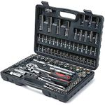 Wopeite 94 Piece Socket Wrench Set 1/4 Inch Drive Ratchet Set Chrome Vanadium Tools Set Cr-V Mechanic for Car, DIY and Repair