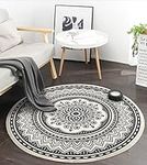 Yomshi 4ft Circle Rug Round Area Rug Cotton Woven Rug with Tassels Boho Rug Washable Mandala Printed Carpet Indoor Floor Mat for Bedroom Living Room Kitchen