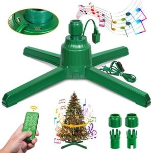 Musical Rotating Christmas Tree Stand for 9 Ft Artificial Christmas Tree Remote Control 360° Spinning Christmas Tree Stand with Music 3 Built-in Electrical 2 USB Outlets Revolving Christmas Tree Stand