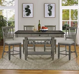 Lexicon Saratoga 5-Piece Counter Height Dining Set, Coffee/Antique Gray