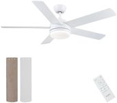 CJOY Ceiling Fans with Lights, 52'' White Ceiling Fans with Lamps and Remote, 6 Speeds, Quiet Reversible DC, Memory 3CCT, LED Dimmable, Sleep Mode, Timer, Fan Light for Bedroom/Living Room/Kitchen