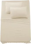 Lux Decor Twin XL Sheet Set - 4 PC Brushed Microfiber Bed Sheets 16 Inches Deep Pockets - Embroidered & Plain Pillowcases - Hotel Luxury Sheets Twin XL Size Bed Set - Soft Bedding Sheets (Vanilla)