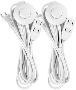 12 Feet Extension Cords, 3 Outlets Power Cord with Hand/Foot Switch, 16AWG 13A/125V/1625W,Safety Twist-Lock, White,2PK