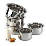 Vinod 5 Pcs Stainless Steel Tope Set Without lid - 0.8 Litre, 1 Litre, 1.4 Litre, 1.8 Litre, 2.2 Litre, Induction and Gas Stove Friendly, 2 Years Warranty, Silver