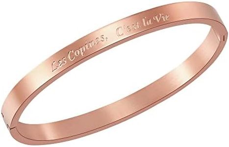 AFSTALR Bracelets Fin en Acier Inoxydable Message Bracelet pour Femme d’Inspiration d'amitié en Or Rose Bracelet Jonc pour Meilleur Ami…