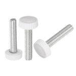 uxcell 20pcs M6 x 34mm Male Thread Knurled Knobs, Thumb Screw Clamping Knobs Grip Plastic Handle Hand Knobs with Threaded Stud, White