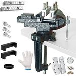 Dual-Purpose Combined Bench Vise or Table Vise, Multifunctional jaw, Universal Rotate 360° Work Clamp-On Vise with Quick Adjustment, 3.3" Black