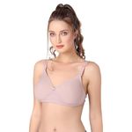 Candour London Women's Everyday Lightly Padded Wire Free Medium Coverage Nylon Backless Tshirt Bra with Adjustable Straps, Size - 34C | Soft and Stretchable for All Day Long | Skin