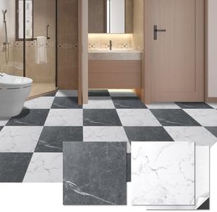 Art3d Peel and Stick Vinyl Floor Tiles 30-Pack 12 x 12 inch, Self Adhesive Waterproof Flooring Planks for Kitchen, Dining Room, Bedrooms, Cover 30 Sq. Ft, Black & White Marble (15 tiles per color)