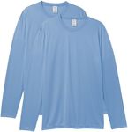 Hanes Men's Long Sleeve Cool DRI T-Shirt UPF 50+, Light Blue, Medium (Pack of 2)