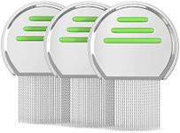 Stainless Steel Lice and Nit Comb (Set of 3) | Professional Quality Terminator Metal Combs | Easy Grip, Rounded Teeth, Gentle on Hair and Scalp for Kids, Adults and Pets