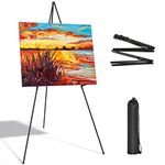 SunyesYoon Display Black Easel Stand for Wedding Sign - Artist Instant Tripod Collapsible Portable Floor Easel for Posters- 63" Adjustable Easy Folding Metal Stand for Display Show, Arts, Painting