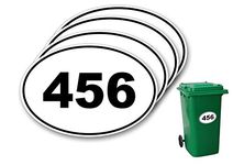 Pack of 4 Personalised Custom multi color House Number Digit Wheelie Bin Stickers Waterproof Labels Oval Shape Vinyl Waste Container Decals (150 x 100 mm) PBN03 Stickers Limited (Pack of 4)