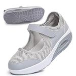 Women's Comfortable Working Nurse Shoes Non-Slip Adjustable Breathable Walking Buffer Fitness Casual Nursing Orthotic Lightweight Shoes Arthritis, Diabetes Heel Pain Aa-Grey/US-7