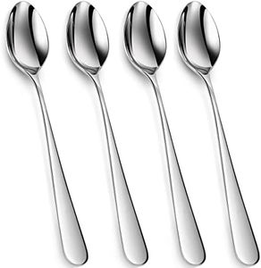 KEAWELL Premium 4-Piece Louise Long Handle Iced Tea Spoons, 18/10 Stainless Steel Long Teaspoons, Long Coffee Spoons, Cocktail Stirring Spoons, Dishwasher Safe (7.5", 4)