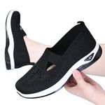 Voihamy Orthopedic Walking Shoes for Women, Women's Slip on Shoes with Arch Support, Breathable Sneakers for Outdoor Sports, Hiking, Walking Black