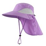 Home Prefer Outdoor UPF50+ Sun Hat Wide Brim Mesh Fishing Hat with Neck Flap, Purple, Large-X-Large