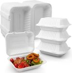 Clamshell Take Out Containers, 75 Pack Disposable To Go Boxes with Lids, 1 Compartment Food Container, To Go Plates Takeaway Containers for Meals Prep, Leftover, School or Work Lunch - 9x6x3 Inch