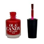 Ola Candy Safe Dry Fast Collection Christmas Matte Eco-Friendly Non-Toxic Finger Nail Colour Polish with Top Coat for Women (Berry, 15 ml)