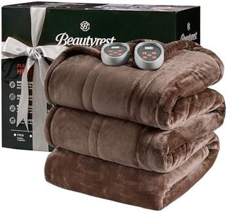 Beautyrest - BR54-0387 Heated Microlight to Berber Elect Electric Blanket with Two 20 Heat Level Setting Controllers -5 Years Warranty, Queen: 84x90, Chocolate